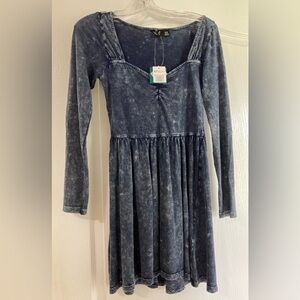 NEW ROXY Adorable Denim Blue Cotton Dress Size XS